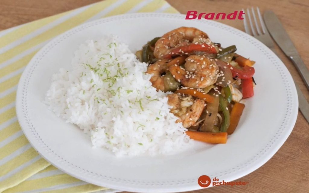 Receta Exprés Brandt: Verduras con langostinos al wok